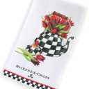 MACKENZIE-CHILDS Cotton Dish Towel, Cute Decorative Kitchen Dish Towel for Cleaning and Home Decor, Set of 1, Tulip Tea Kettle
