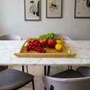 Bamboo Serving Tray Rectangle Platter Breakfast Dinner Food Bed Tray for Eating Kitchen Restaurants (1, 17.3" x 11.8" x 1.2" (with Handle))