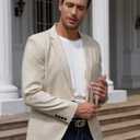 TURETRENDY Men's Casual Sport Coat Lightweight Linen Blazer One Button Business Suit Jackets Stylish Daily Suits (XXL)