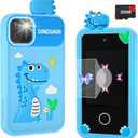 Kids Smart Phone for Boys with 32G Card & Holographic Pyramid, Christmas Birthday Gifts for Age 3-10 Kids Toys Cell Phone, 2.8" Touchscreen Toddler Learning Toy, Dual Lens, Music Player(Blue Dinosaur)