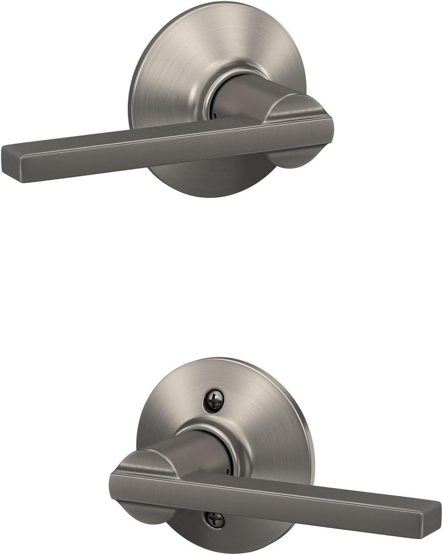 Schlage F10 LAT 619 Latitude Door Lever, Hall & Closet Passage Lock, Satin Nickel