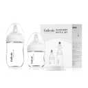 Natural Glass Baby Bottle Newborn Set, 3 oz and 5 oz with Extra Slow Flow & Slow Flow Nipple, Anti Colic, 0-3 Months, 2 Pack - White