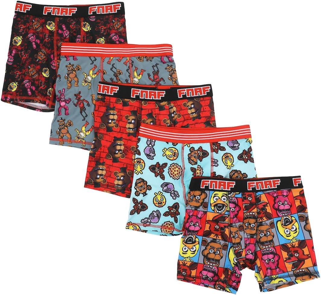 Bioworld Five Nights at Freddy's 5-Pack of Boys' Character Boxer Briefs (4), XS 4-5Y