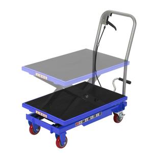 Hydraulic Lift Table Cart, 1100lbs Capacity, 32.2" Lifting Height,Double Scissor Lift with Non-Slip Pad, 4 Wheels & Reflective Strips for Material Handling and Transportation