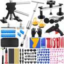 Car Dent Puller Kit, 161Pcs Body Repair Tools Paintless Dent Removal Tool with Adjustable Dent Lifter & Bridge Puller, Hail Damage Repair Kit for Car Refrigerator Door Ding-Black