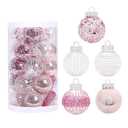25Pcs Christmas Ornaments Sets 2.36” Christmas Ball Ornaments Christmas Tree Ornaments Shatterproof Xmas Balls Bulbs for Holiday Wedding Party Christmas Tree Decoration（Pink White）