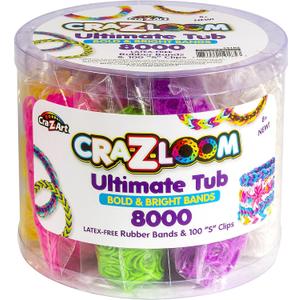 Cra Z Art Cra-Z-Loom Ultimate Tub 8000 Latex Free Rubber Bands and 100 S Clips for Making Crafts in Bold and Bright Colors, multi Cra Z Art Cra-Z-Loom Ultimate Tub 8000 Latex Free Rubber Bands and 100 S Clips for Making Crafts in Bold and Bright Colors, multi