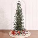 Pencil Slim Christmas Tree 6ft Artificial Xmas Tree - Skinny Small Green Pine Tree with PE Needles, Metal Stand, No Lights - Indoor Holiday Decor for Apartment Office Porch