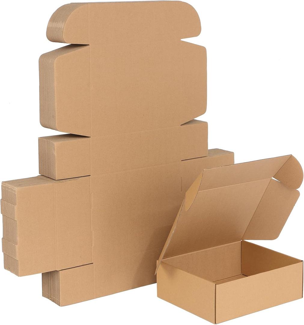 Qilery 100 Pcs Shipping Boxes Cardboard Gift Corrugated Cardboard Brown Boxes Mailer Packaging for Mailing Small Business Present (12 x 9 x 4 Inches)