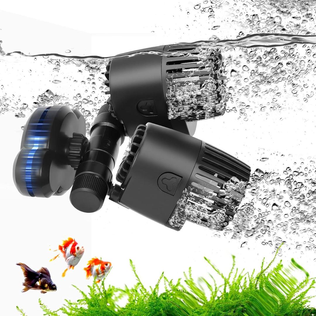 AQQA Aquarium Wave Maker - 4277GPH Fish Tank Wavemaker Magnetic Mount Suction /360+180Adjustable Double Powerhead/Ultra-quiet Circulation Pump,For Freshwater Saltwater