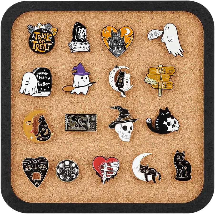 BENECREAT Pin Board Square Cork Board, 0.8inch Thick Bulletin Display Board Wall Mounted Cork Board for Brooch Pin Storage, Office Home Festival Wedding Decor, 7.8x7.8inch