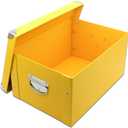 GUOZI Collapsible Storage Box, Decorative Memory Box with Lid & Metal Reinforced Corners, Cardboard File Bin with Handles, Organizer Gift Box for Keepsake Toy Photos Office Nursery Wardrobe Bookshelf