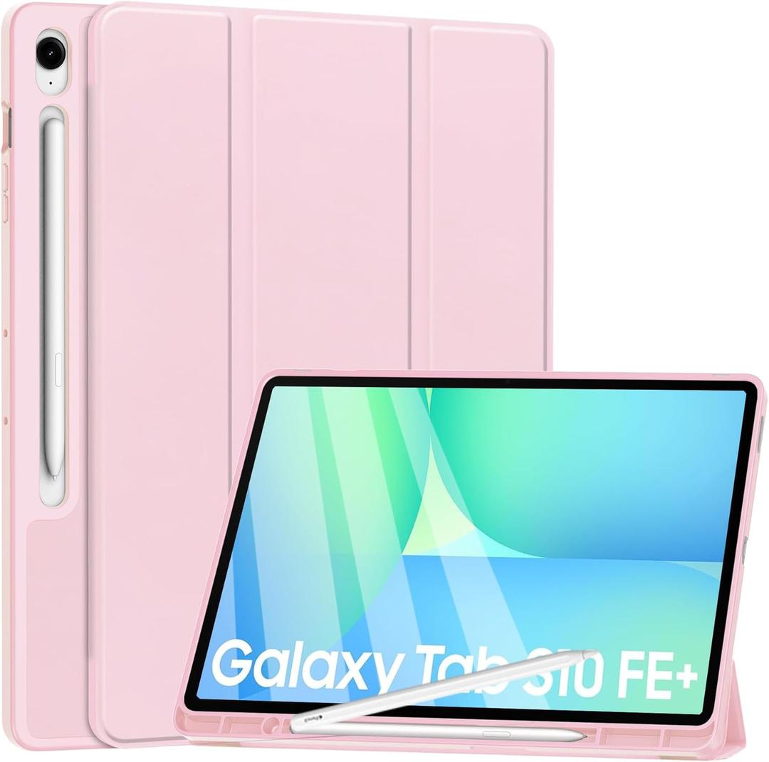 for Samsung Galaxy Tab S10 FE+ Plus Case 13.1'' 2025, Back Soft TPU Tablet Cover with Auto Sleep/Wake, Pen Holder, 13.1 inch (Pink)