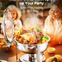 VEVOR Chafing Dish Buffet Set,5 Qt 2 Pack,Stainless Steel Chafer with 2 Full Size Pan,Round Catering Warmer Server with Glass Lid Water Pan Folding Stand Fuel Holder, for Wedding Party Banquet, Silver