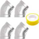 Stainless Steel 45 Degree Elbow, 3/4" Female to 3/4" Female Steel Pipe Fittings (4pcs)