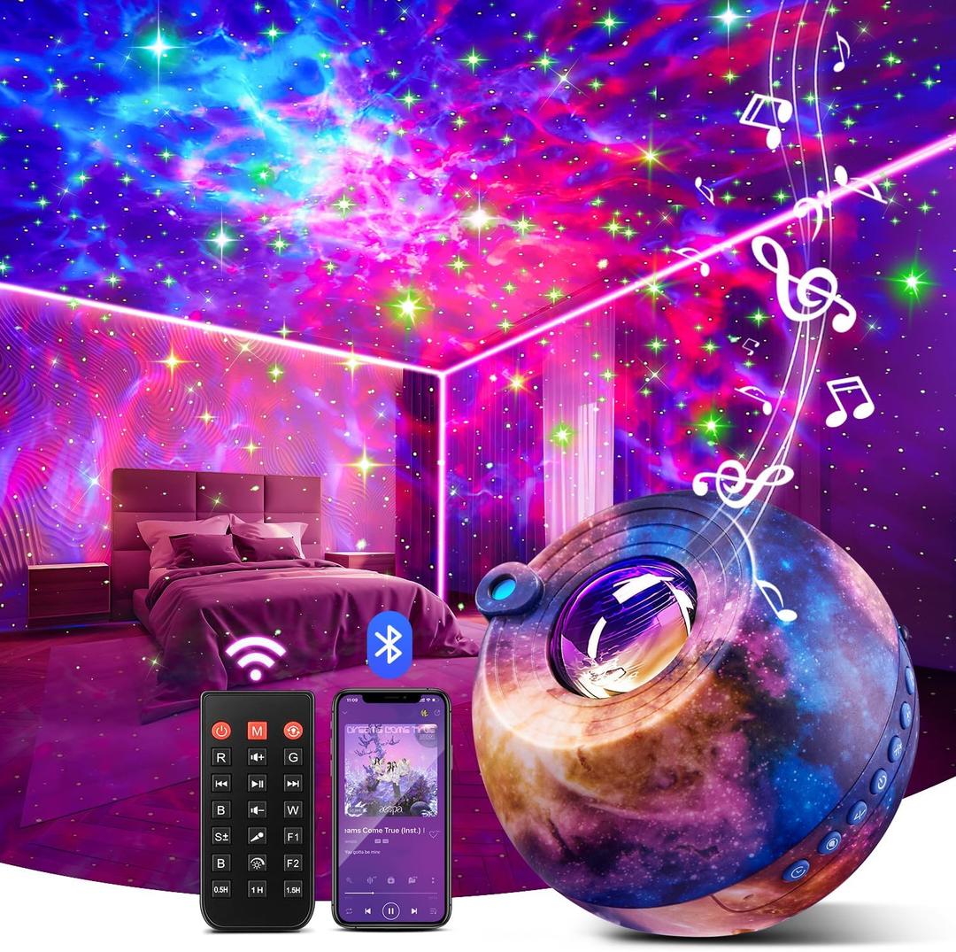 Galaxy Projector for Bedroom, 15-Color Galaxy Light Projector Star Projector for Bedroom Galaxy Projector Night Light Projector, Remote 15 White Noise Sound Machine with Light Ceiling Projector Gifts