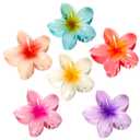 6 Pack Flower Hair Claw Clips for Women, Hawaiian Hibiscus Hair Clips, Cute Hair Accessories, Gifts for Women Girls (Basic)