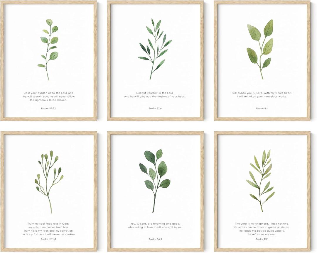 2 x HAUS AND HUES Bible Verses Wall Decor Set of 6 Christian Scripture Prints, Inspirational Bible Verse Art, Religious Wall Art, Scripture Posters (Unframed, 11x14)