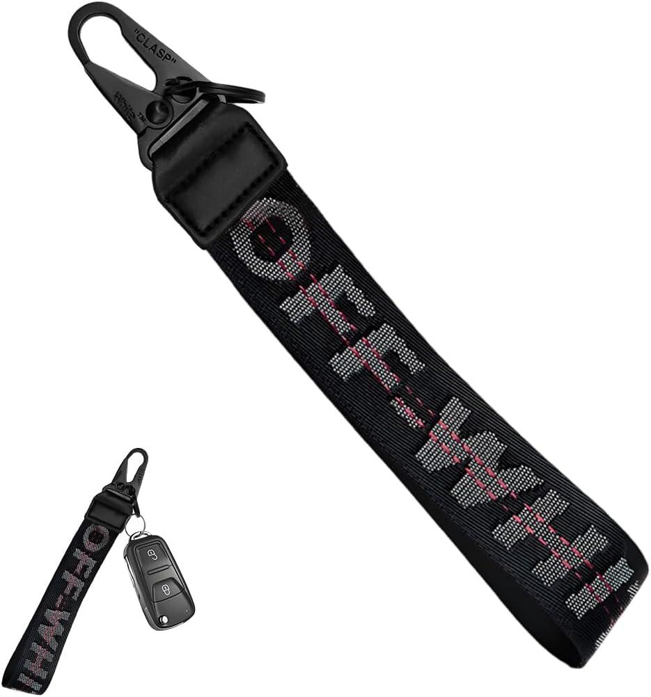 Car Keychain, Fabric Keychain Wrist Lanyard, Key Ring for Cars Keys Wallets Jeans Decoration, Car Accessories (Black)