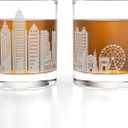 Greenline Goods  Atlanta, GA Skyline Whiskey Glasses (Set of 2), 10 oz  Rocks/Old Fashioned Tumblers
