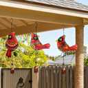Cardinal Wind Chimes 3 Pack - Metal Wind Chimes for Outside, Waterproof Rustproof Garden Decor with Hanging Hooks, Home Decoration