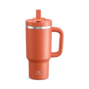 ENCOOL 32 oz Tumbler with Handle and Straw: Stainless Steel Insulated Tumbler Keeps Cold for 24 Hours, Leakproof Travel Cup Fits in Cup Holder and BPA-Free,Tawny Orange