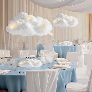 3 Set Artificial Cloud LED Light Decorations Hanging Cloud Baby Shower Table Centerpiece DIY Kit for Ceiling Room Wall 3D Fake Fluffy Cotton Clouds Prop for Birthday Party Nursery Wedding Bridal