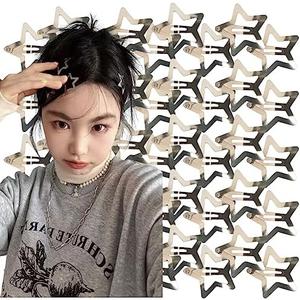 Pack of 8 Lamdo Star Snap Hair Clips Silver Y2K 2000s 10 Pieces Girls Barrettes Hairclips Headpieces Non Slip Metal Stars Accessories for Women (silver) (10pcs) (50pcs)