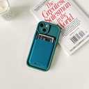 Lovmooful Compatible for iPhone 14 Case Cute Color Card Holder Design for Girls Women Soft TPU More Shockproof Protective Girly for iPhone 14 Case-Deep Blue