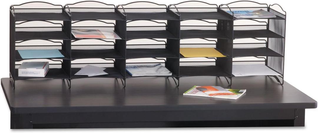 Safco Literature Organizer Desktop Shelf 20 Compartments (7770BL)