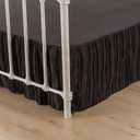 Bed Skirt Queen Size, Ruffled Bed Skirt with Split Corners, Queen Bed Skirts 18 Inch Drop with Platform, Striped Boho Queen Size Bed Skirting, Black, Queen - 18" Drop