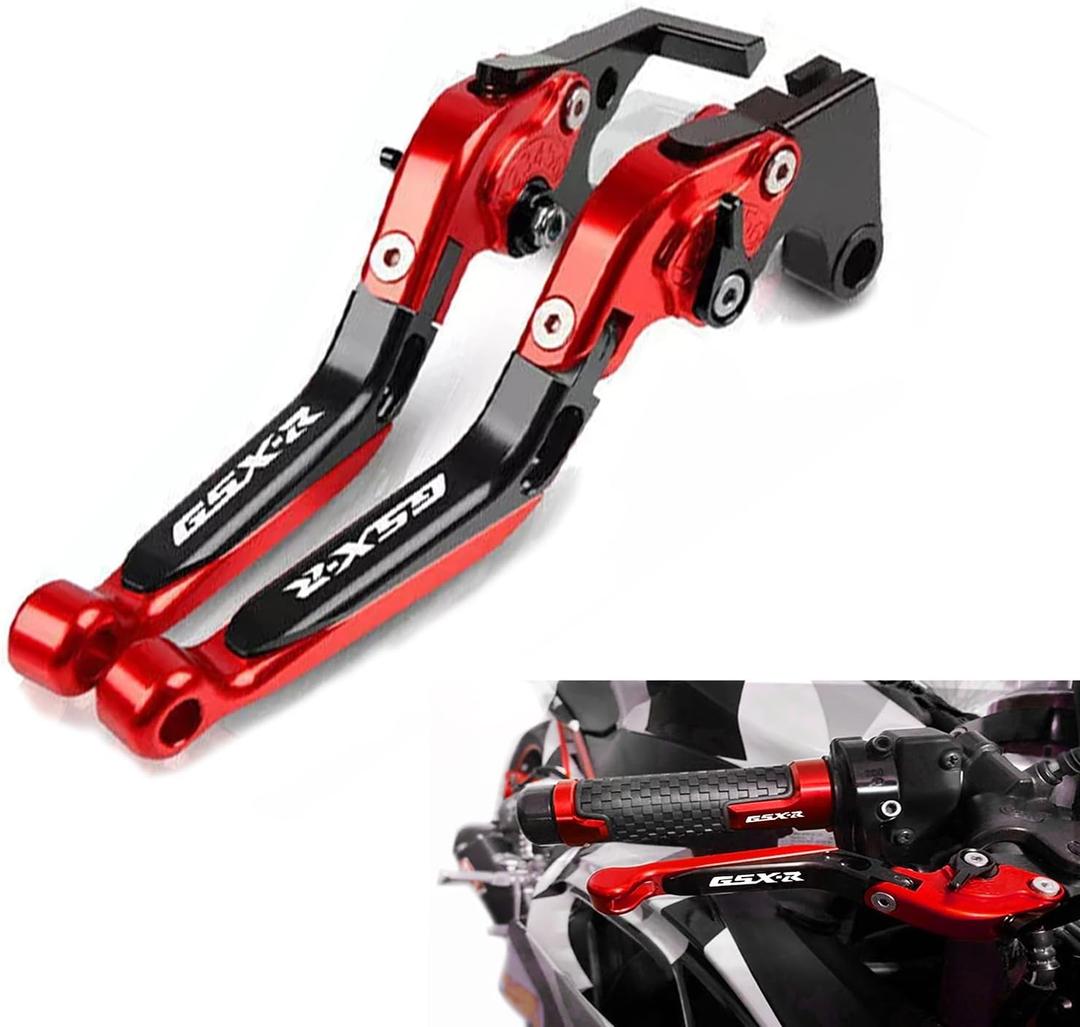 Motorcycle Adjustable Brake Clutch Levers for Suzuki GSXR600 1997-2003 GSXR750 1996-2003 GSXR1000 2001-2004 Red & Black