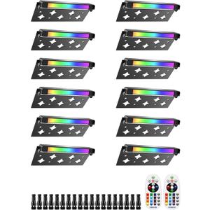 5W RGB Retaining Wall Lights 7 inch LED Hardscape Lighting Color Changing Low Voltage Landscape Paver Lights 12V Step Lights Outdoor Waterproof Stair Deck Lighting (12 Pack+Connectors)