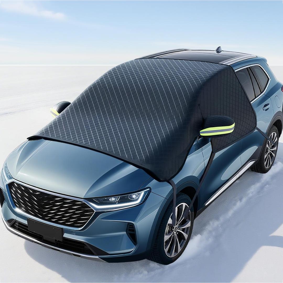 Car Windshield Cover for Ice and Snow - Universal Windshield Snow Cover with Side Window and Rearview Mirror Protector, Durable Magnetic Winter Frost Hail Guard, Suitable for Most Cars,SUV,Truck (1 PCS)