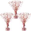 Crowye 3 Pieces Metallic Foil Spray Centerpiece Valentine's Day Table Decoration Party Star Burst Centerpieces Fall Table Decor for Birthday New Year 2026 Party Holiday(Rose Gold)