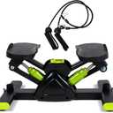 Leikefitness Steppers for Exercise Mini Stair Stepper, Cardio Workout Equipment, Twist Stair Stepper with Resistance Bands Up-Down Motion for Full Body Workout Exercise Equipment for Home (Green)