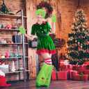 Geyoga 3 Pieces Furry Fuzzy Lime Green Set for Women 16" Long Leg Warmers Faux Fur Hats and Wrist Cuffs Covers Kits Fluffy Winter Gift Outfit for Halloween Costume Christmas Party Accessory