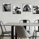 Black and White Wall Art Animal Wall Decor Horse Donkey Sheep Cow Canvas Pictures Prints Funny Decor Posters for Mens Bedroom Office Farmhouse Decoration Stretched Framed Ready to Hang 1212 inch4