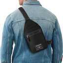 True Religion Crossbody Bag Men  Casual Shoulder Sling Bag for Men, Small Travel Mens Crossbody (One Size, Black)