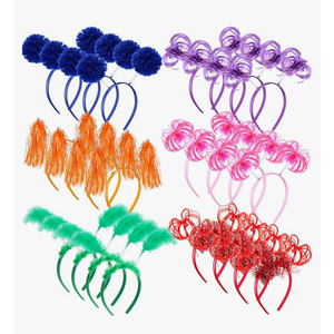 Censen 24 Pcs Pom Pom Headband Tinsel Wrapped Ponytail Head Bopper Costume Headwear Halloween Party Accessory
