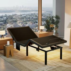 Marsail Twin XL Adjustable Bed Frame with Head & Foot Incline, 4 USB Ports, Under-Bed Night Light, 4 Height Options, Remote Control & Zero Gravity Electric Adjustable Bed Base,4 Height Options