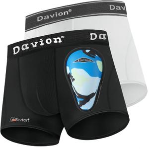 Davion Baseball Cup Youth Boys Underwear with Protective Athletic Cup for Boys, Soft Sports Protection for Baseball Football (Small, Black+white)