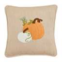 Mud Pie Dbl Pumpkin Embroidery Pillow, 8" x 8", TAN