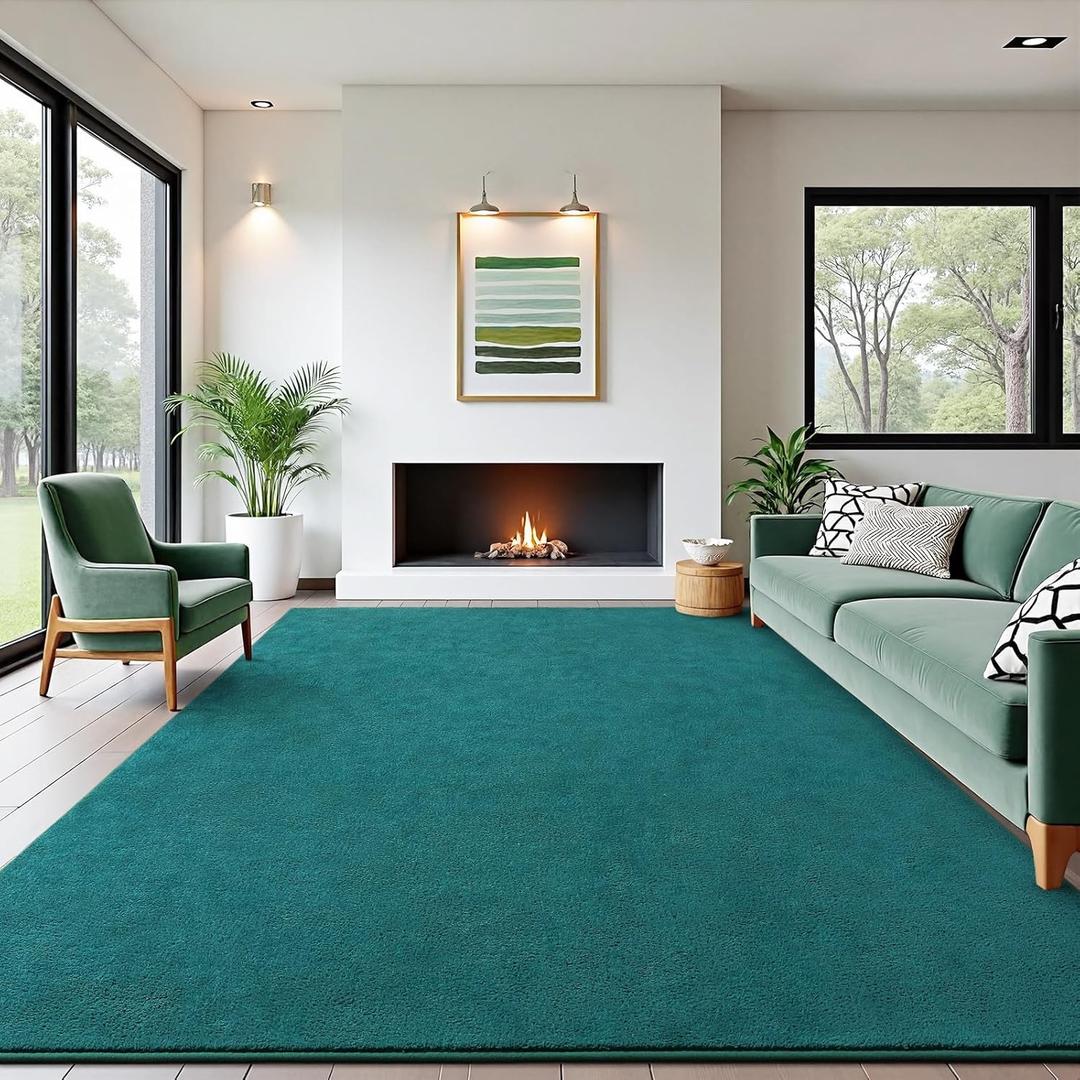 Soft Rugs for Living Room 5x7 Teal Green, Minimalist Area Rug for Bedroom Nursery Dining Table Dorm, Throw Rugs for Men Boys Girls Kids Room Indoor Floor Carpets