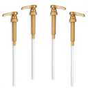 Gold Syrup Pump Dispenser - 4Pcs Skinny Pumps for 750ml / 25.4oz Bottles - Coffee Bar Bottle Accessory for Flavored Drinks