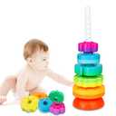 LBAIBB Spin Stack Toys,Baby Spinning Toy ABS Plastic and Color Rainbow Design,Focus on Children Educational and Interactive Learning's Stack Toys, Suitable for Gifts for Boys and Girls