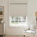 Light Filtering Roller Shades Cordless Blinds for Indoor Windows, Free-Stop Semi Sheer Shades with Valance Linen Flax Semi Transparent Natural Tan Beige Blinds Bedroom Living Room Decor  Linen, 36"W x 72"H