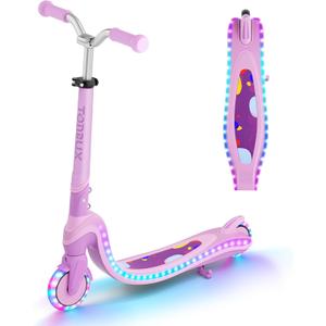 Tonbux Scooter for Kids with Light-Up Wheels & Deck, Adjustable Heights 2 Wheel Kids Scooters for Kids 5-7, Toddler Scooters with 4 Lighting Modes Deck