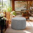 Pouf Ottoman Stuffed 20x20x12 Inches Floor Pouf Plush Fiber Ottoman Foot Rest Under Desk Foot Stool for Living Room Bedroom Gray