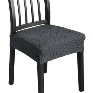 Chair Seat Covers for Dining Room Chairs Set of 4, Removable Washable Kitchen Chair Covers Anti-Dust Dining Chair Cover Chair Slipcovers Protector (4, Dark Grey), 16"D x 16"W x 3.5"H